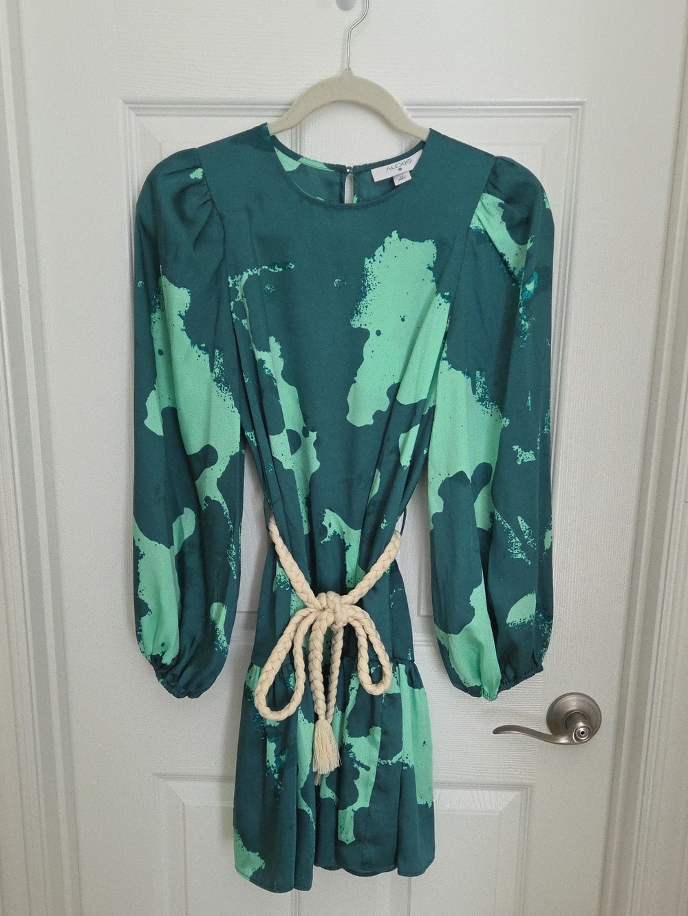 Alexis X Target Green Print Long Sleeve  Mini Dress Tie Waist.  Size XS.